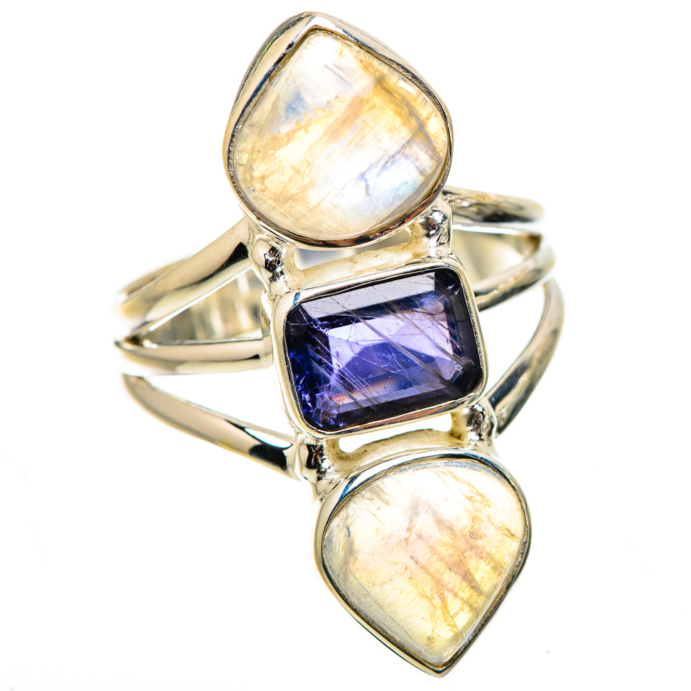 Faceted Tanzanite, Rainbow Moonstone Ring Size 7.5 (925 Sterling Silver) RING135487