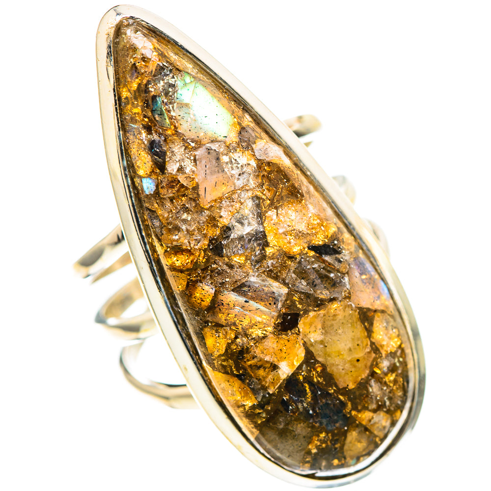 Large Brecciated Labradorite Ring Size 7.25 (925 Sterling Silver) RING136949