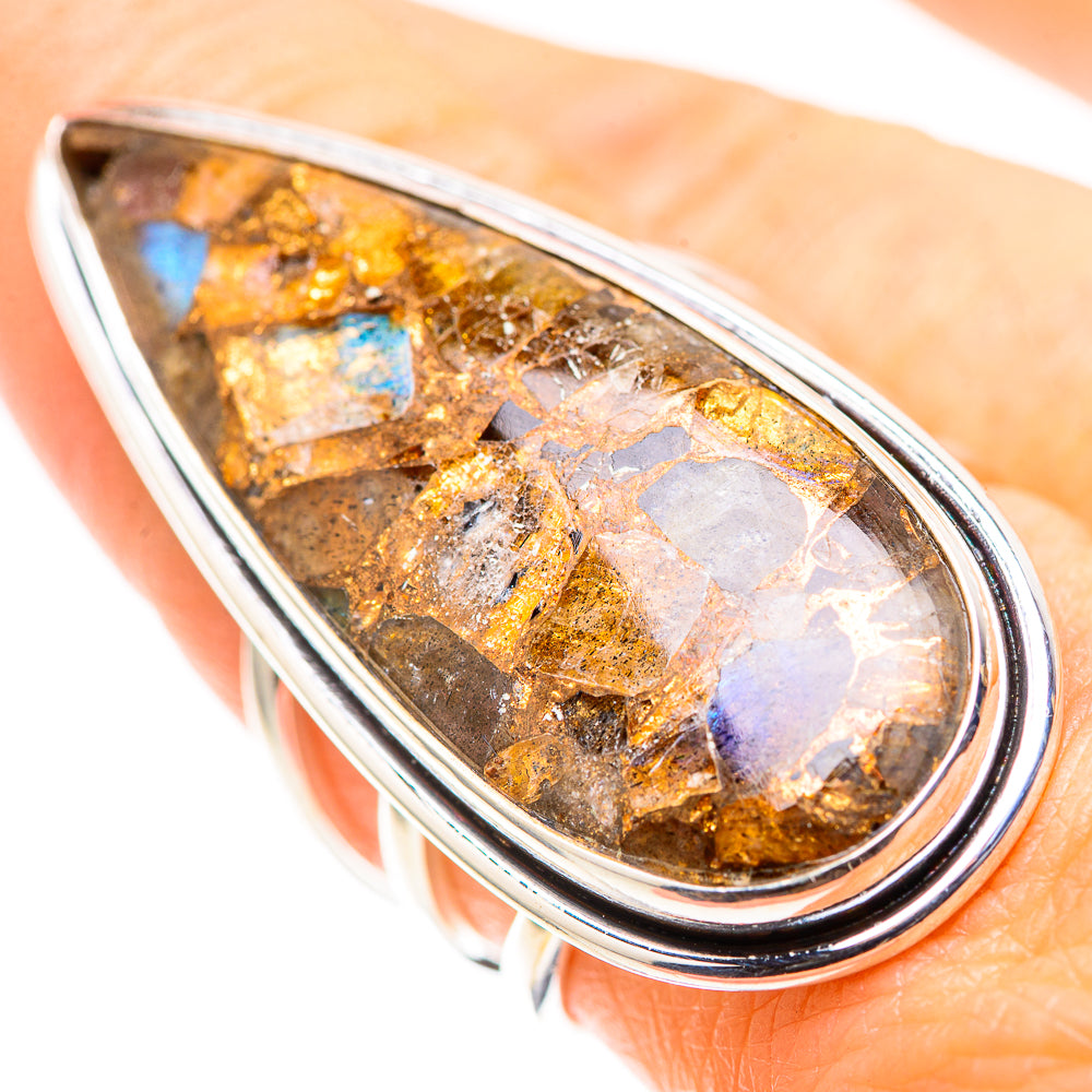 Large Brecciated Labradorite 925 Sterling Silver Ring Size 7.75 (925 Sterling Silver) RING137549