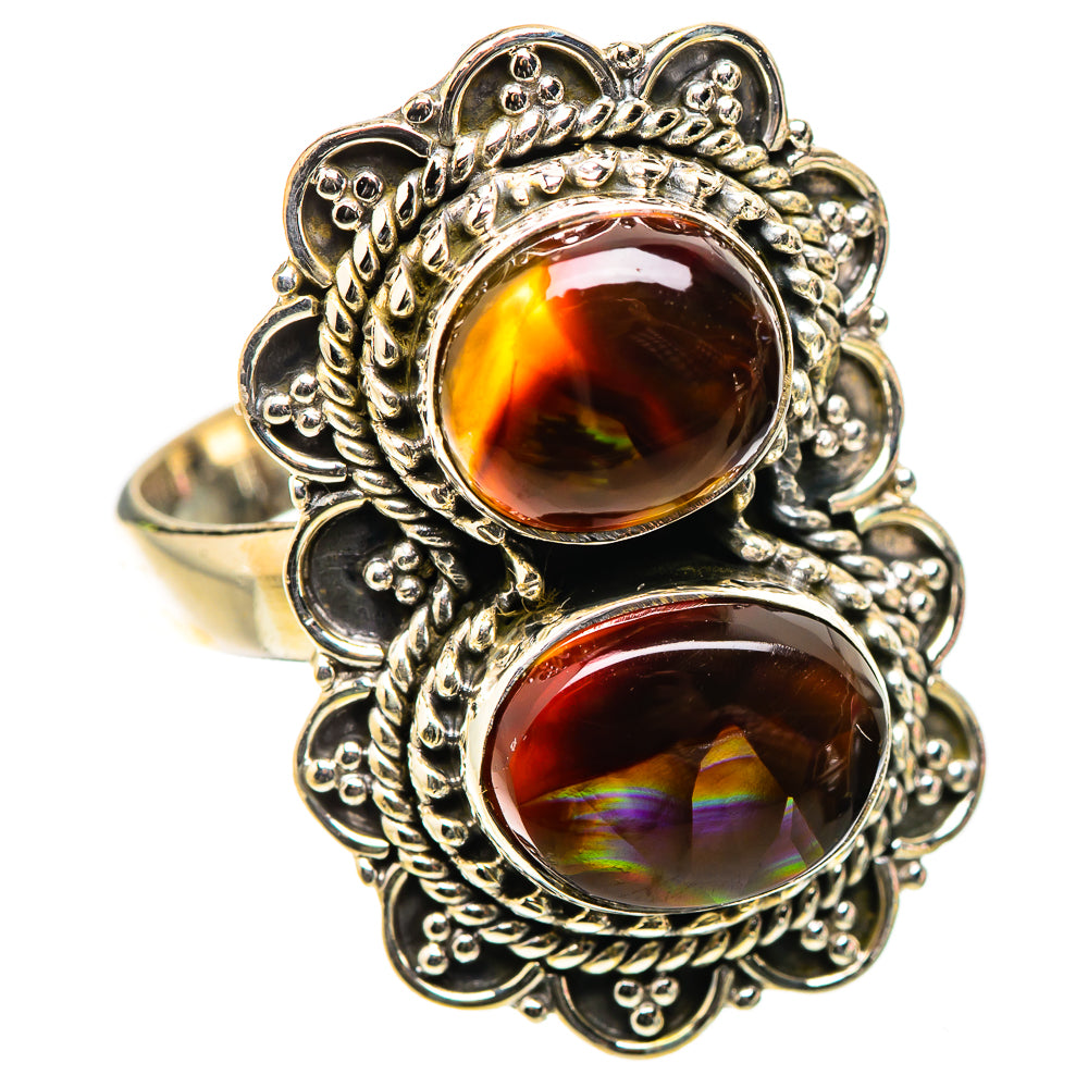 Anasilvercos Large Mexican Fire Agate Ring Size 7.75 (925 Sterling Silver)