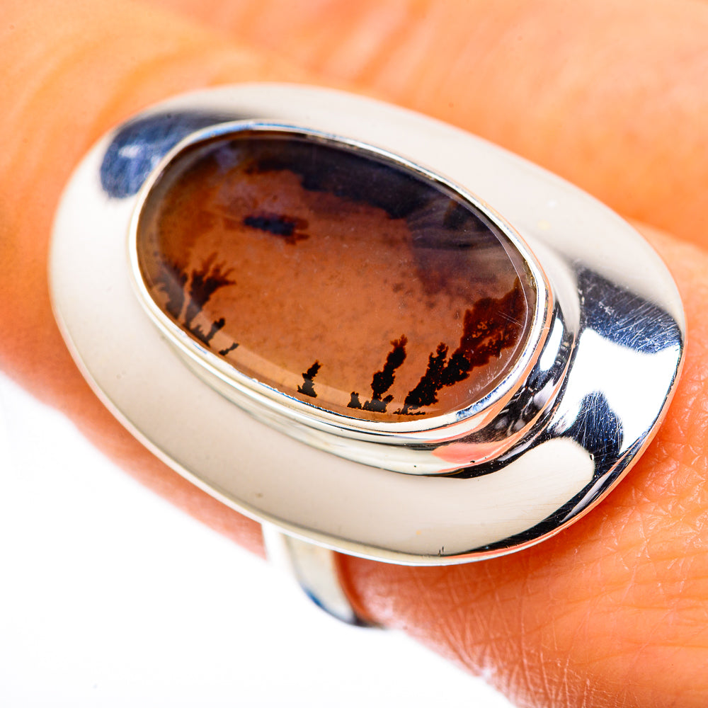 Scenic Dendritic Agate Ring Size 8.25 (925 Sterling Silver) RING135824