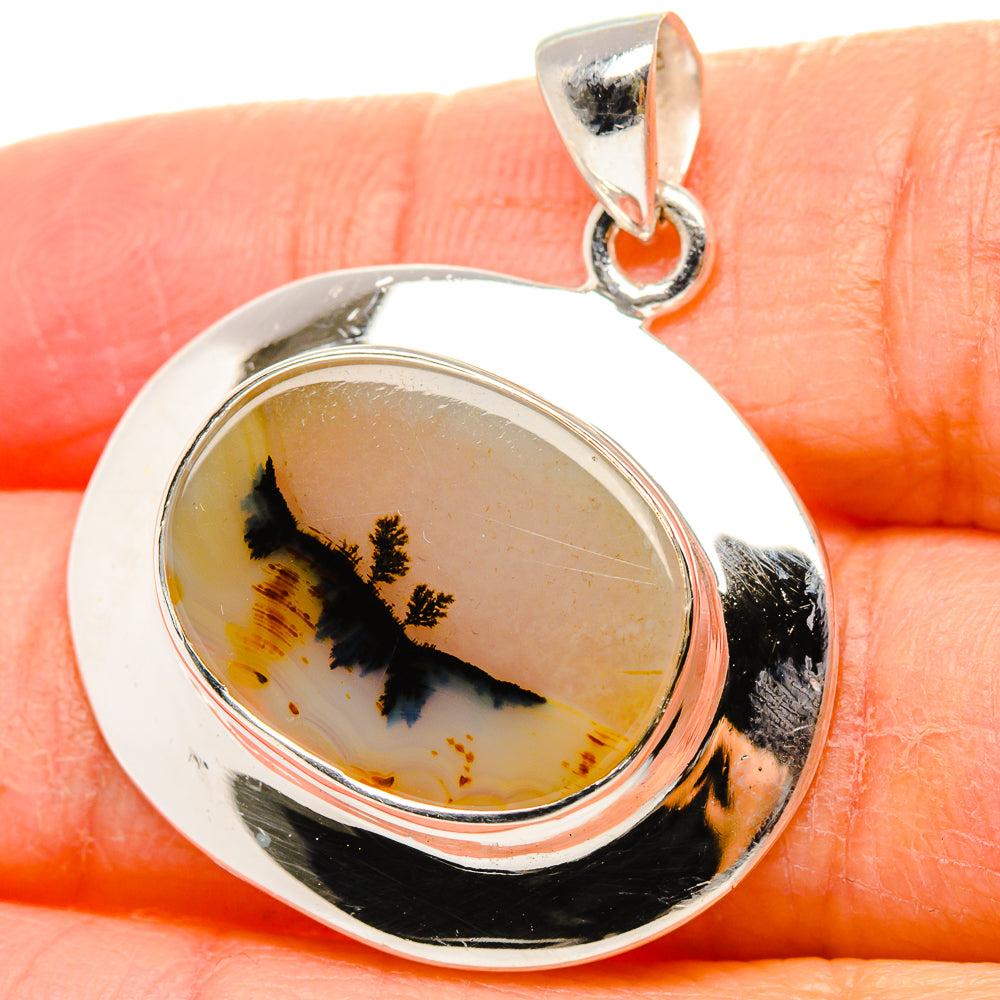 Scenic Dendritic Agate Pendant 1 1/4"  (925 Sterling Silver) PD37229