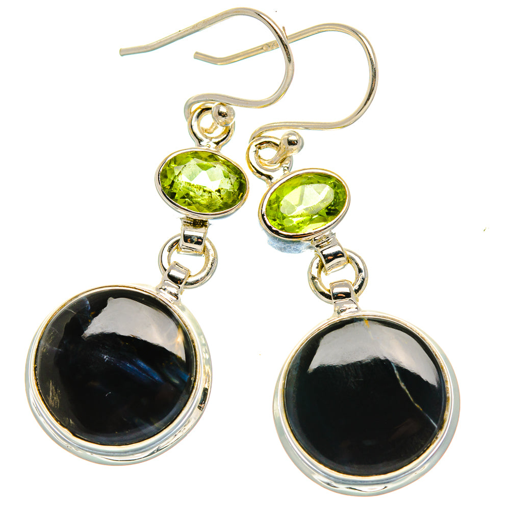 Pietersite, Peridot Earrings 1 3/4"  (925 Sterling Silver) EARR431640