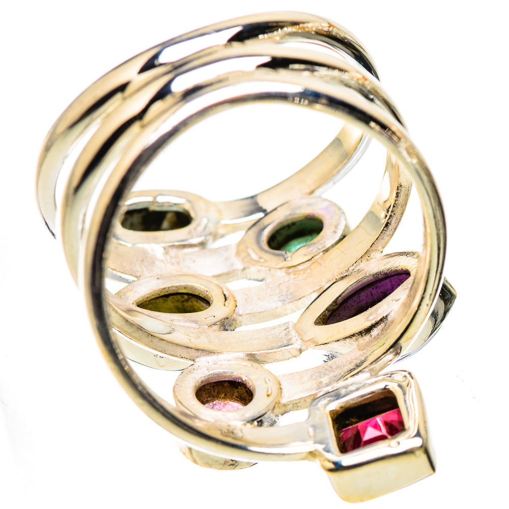 Anasilvercos Garnet, Amethyst, Peridot, Blue Topaz, Emerald Ring Size 7 (925 Sterling Silver)