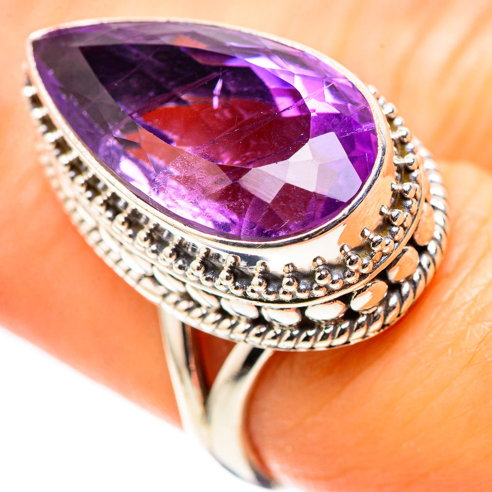 Large Faceted Amethyst 925 Sterling Silver Ring Size 7.25 (925 Sterling Silver) RING137526