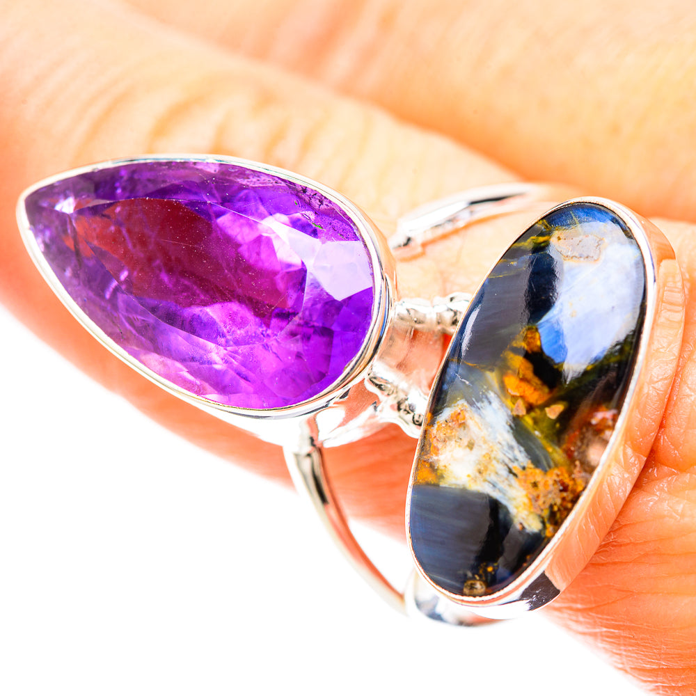 Large Pietersite, Amethyst Ring Size 10.5 (925 Sterling Silver) RING137137