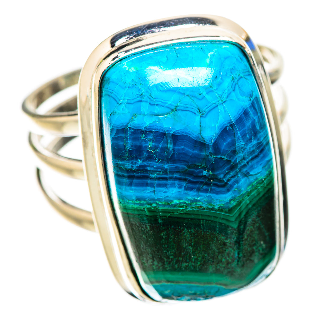 Anasilvercos Large Malachite In Chrysocolla Ring Size 10.75 (925 Sterling Silver)