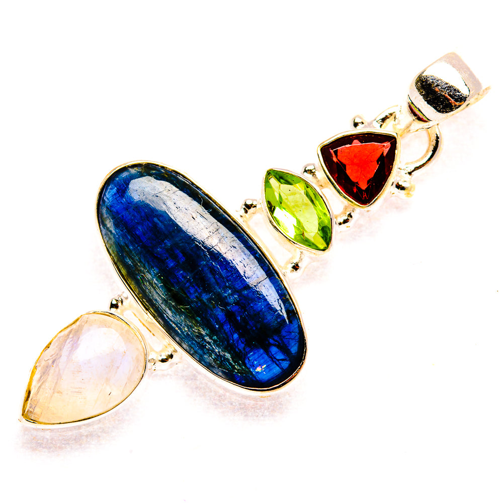 Kyanite, Rainbow Moonstone, Garnet, Peridot 925 Sterling Silver Pendant 1 7/8" (925 Sterling Silver) PD37733