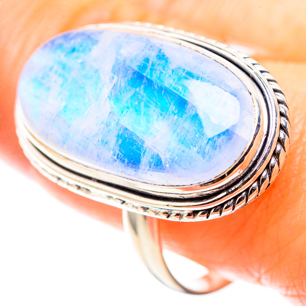Large Blue Moonstone Ring Size 10.75 (925 Sterling Silver) RING136943