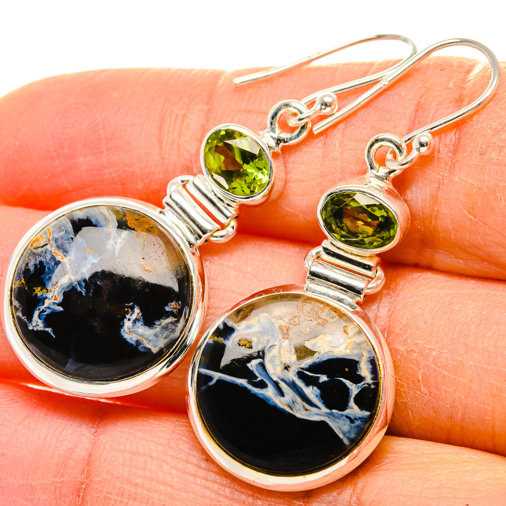 Pietersite, Peridot Earrings 1 3/4" (925 Sterling Silver) EARR431798