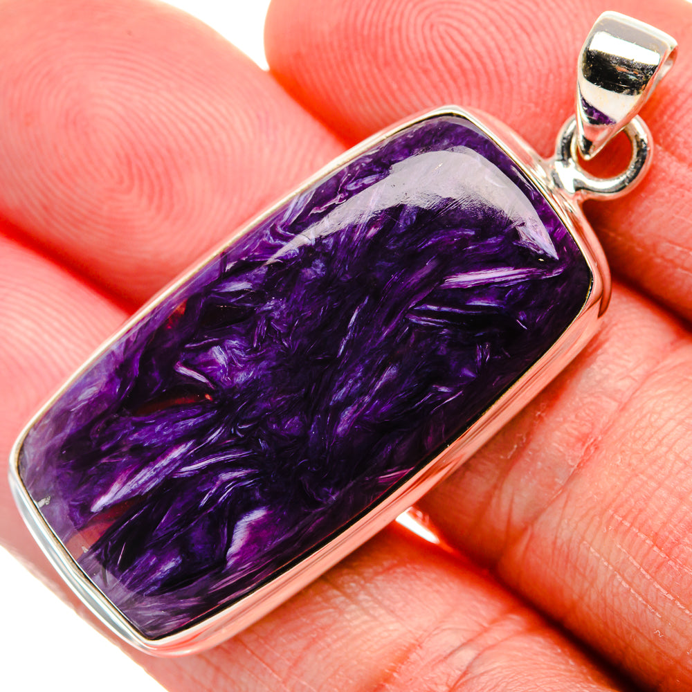 Charoite Pendant 1 7/8" (925 Sterling Silver) PD37451