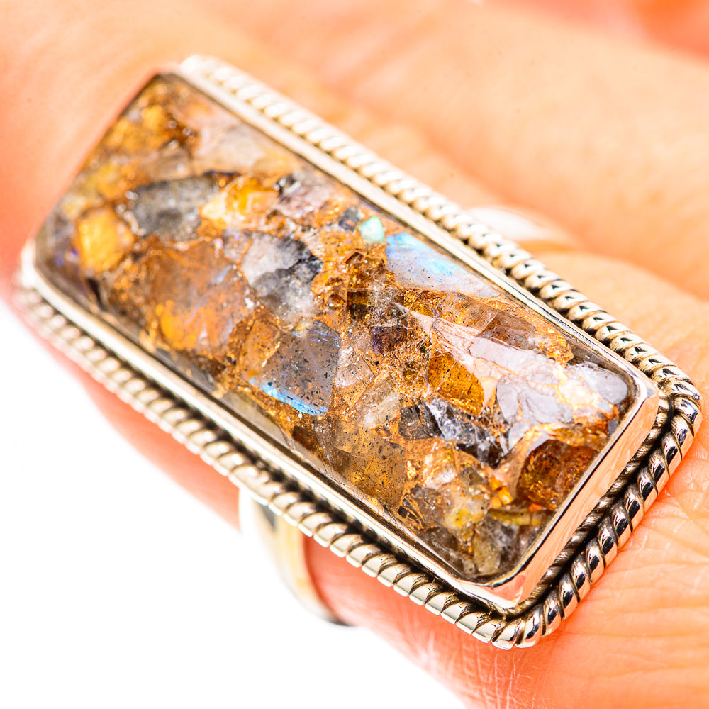 Huge Brecciated Labradorite Ring Size 8.5 (925 Sterling Silver) RING136920