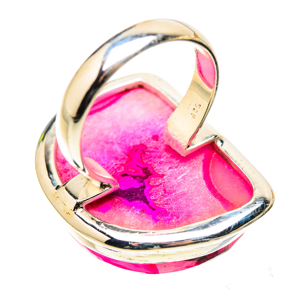 Anasilvercos Large Pink Window Druzy Ring Size 7 (925 Sterling Silver)