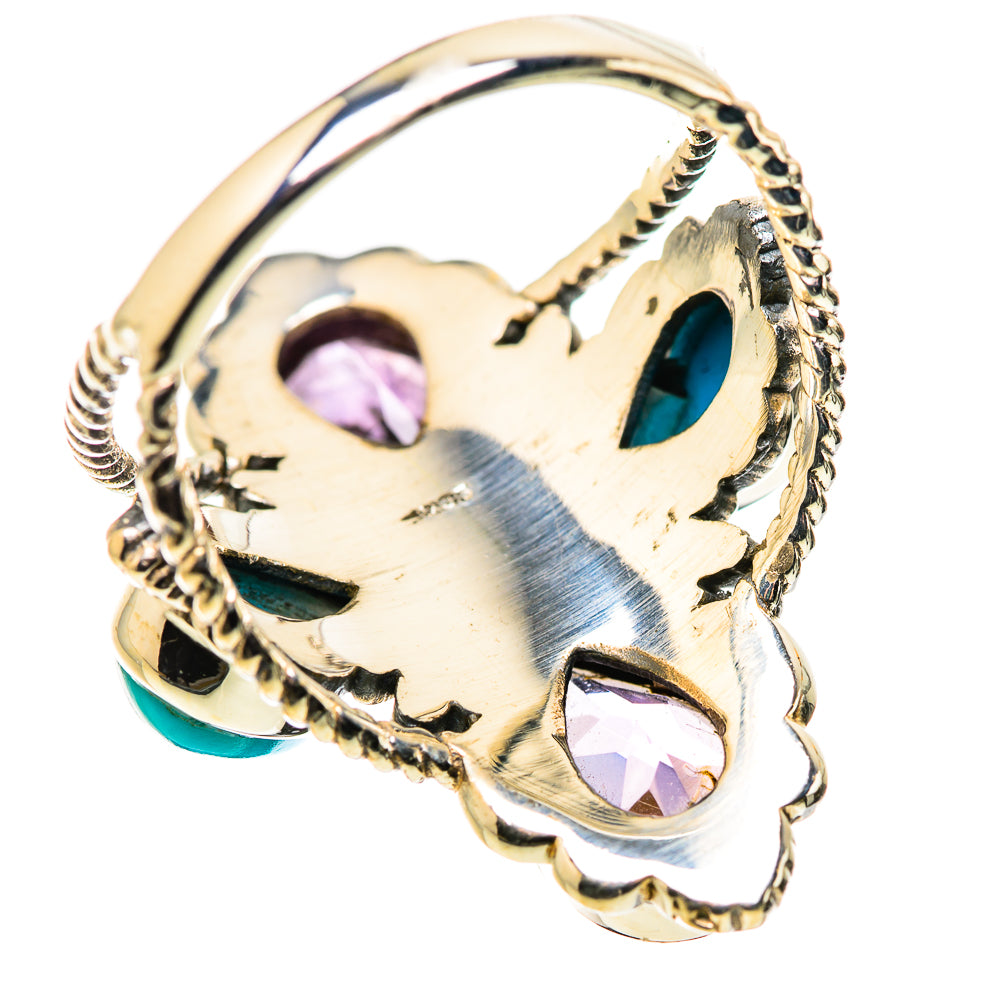 Large Faceted Amethyst, Sleeping Beauty Turquoise Ring Size 8.25 (925 Sterling Silver) RING134726