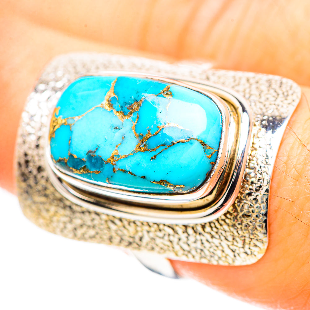 Blue Copper Composite Turquoise Ring Size 8 (925 Sterling Silver) RING136770