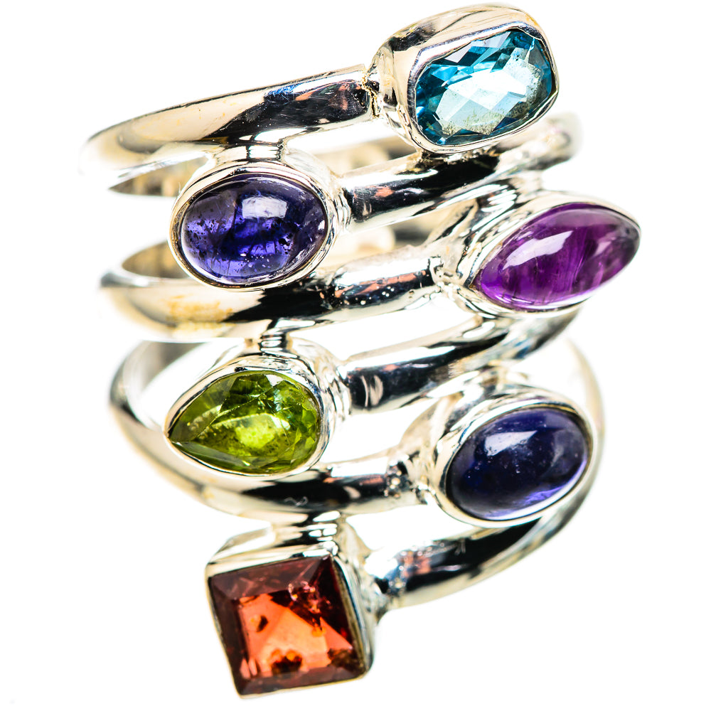 Garnet, Tanzanite, Peridot, Amethyst, Blue Topaz Ring Size 7 (925 Sterling Silver) RING136017