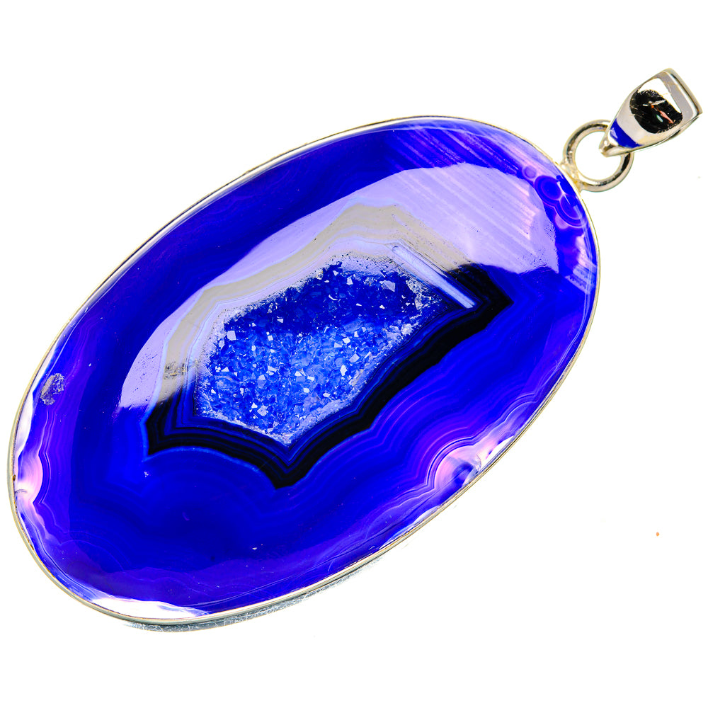 Huge Purple Window Druzy Pendant 2 3/4" (925 Sterling Silver) PD37320