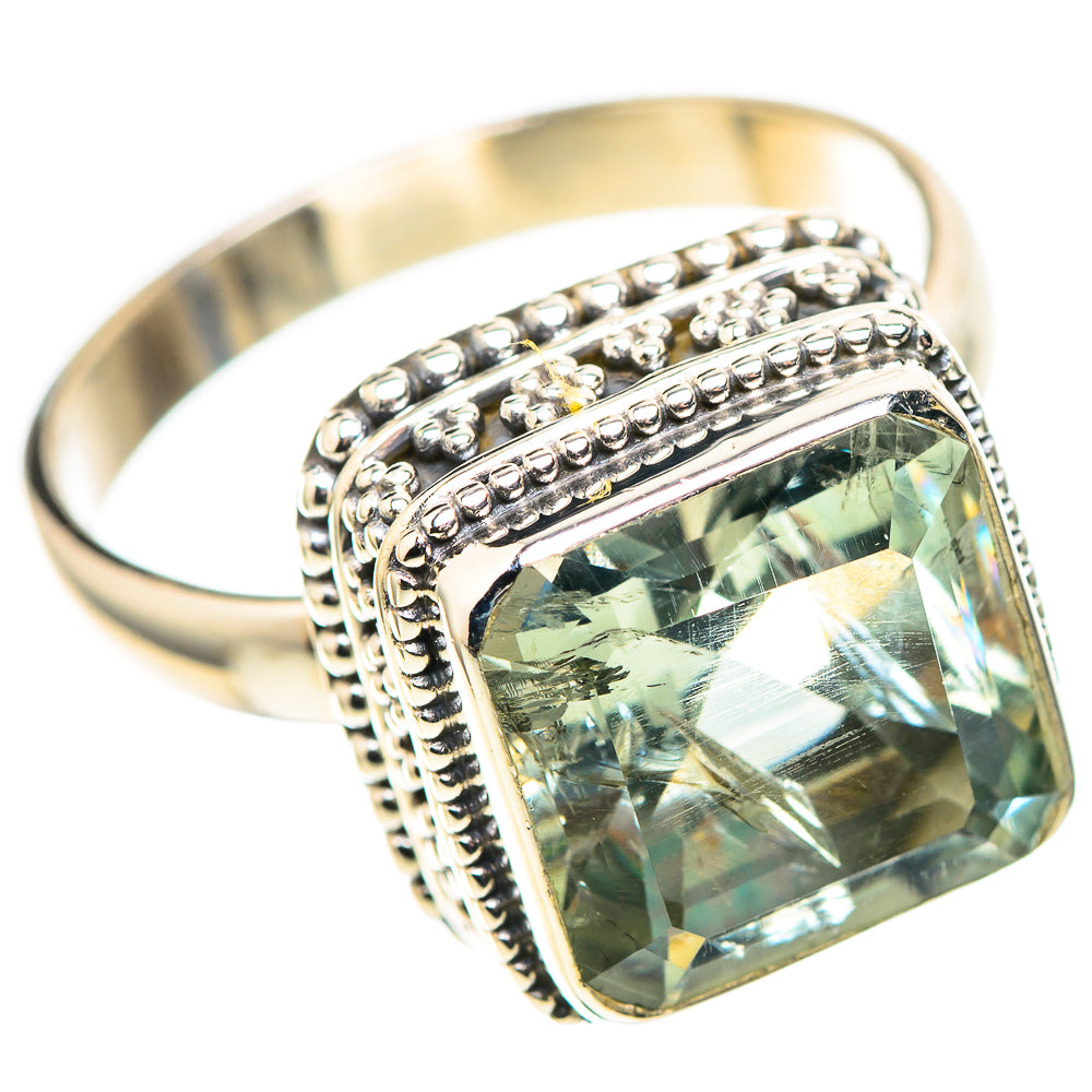 Faceted Green Amethyst Ring Size 10.75 (925 Sterling Silver) RING136773
