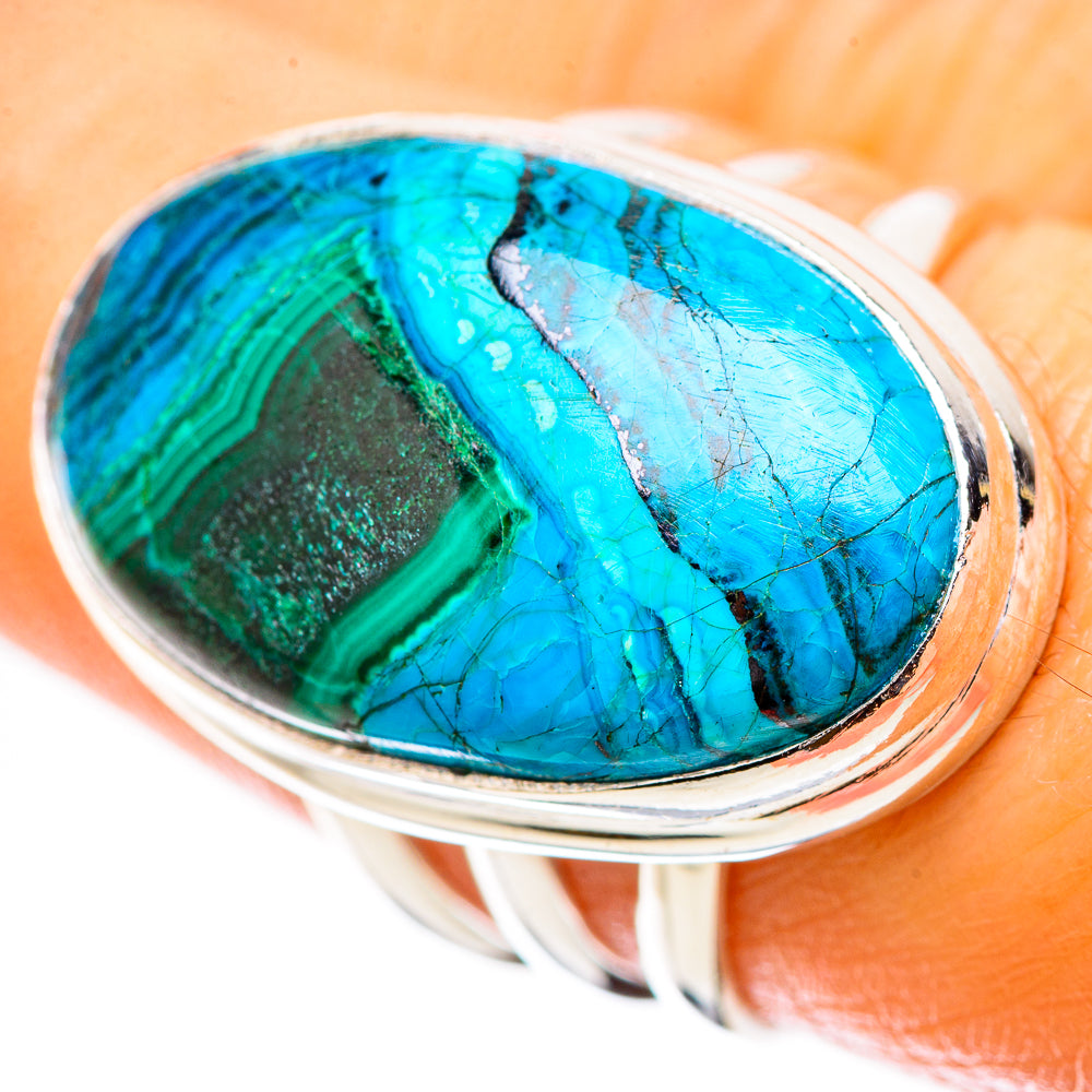 Malachite In Chrysocolla 925 Sterling Silver Ring Size 7.25 Ana Co R135212