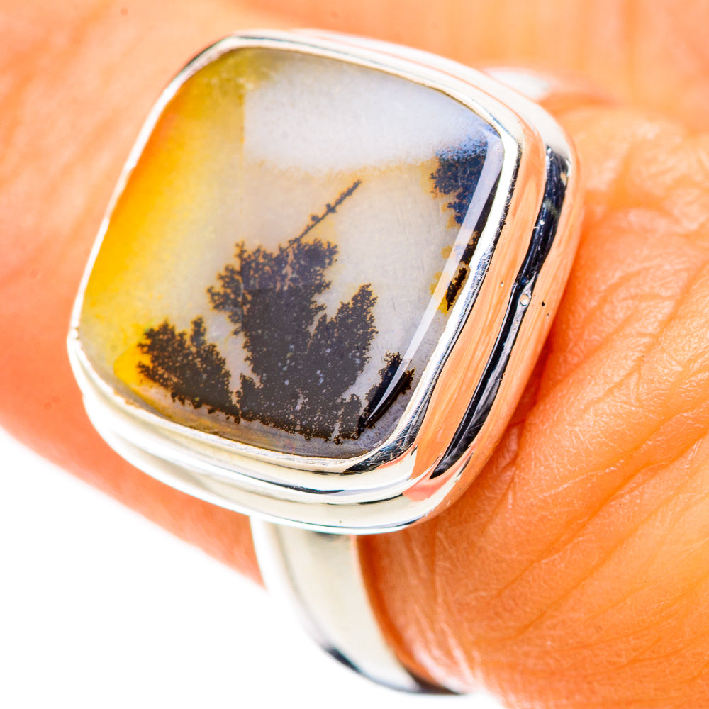 Anasilvercos Scenic Dendritic Agate Ring Size 6.25 (925 Sterling Silver)