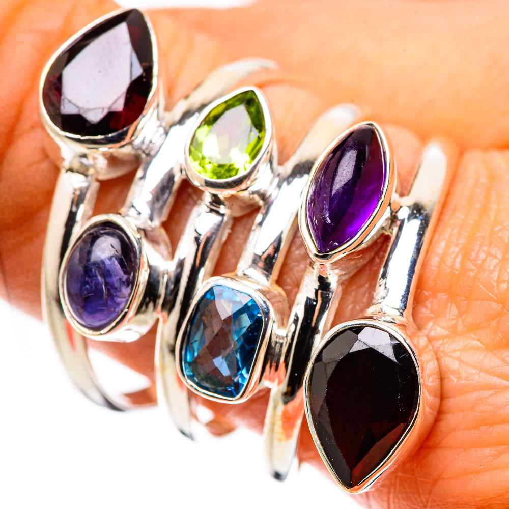 Garnet, Tanzanite, Peridot, Blue Topaz Ring Size 9.75 (925 Sterling Silver) RING134969