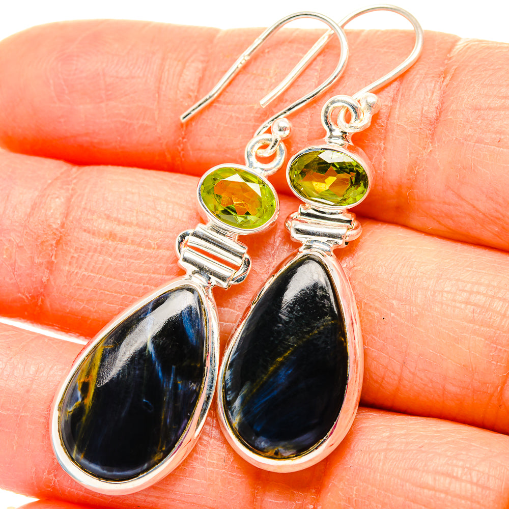 Pietersite, Peridot Earrings 2" (925 Sterling Silver) EARR431612