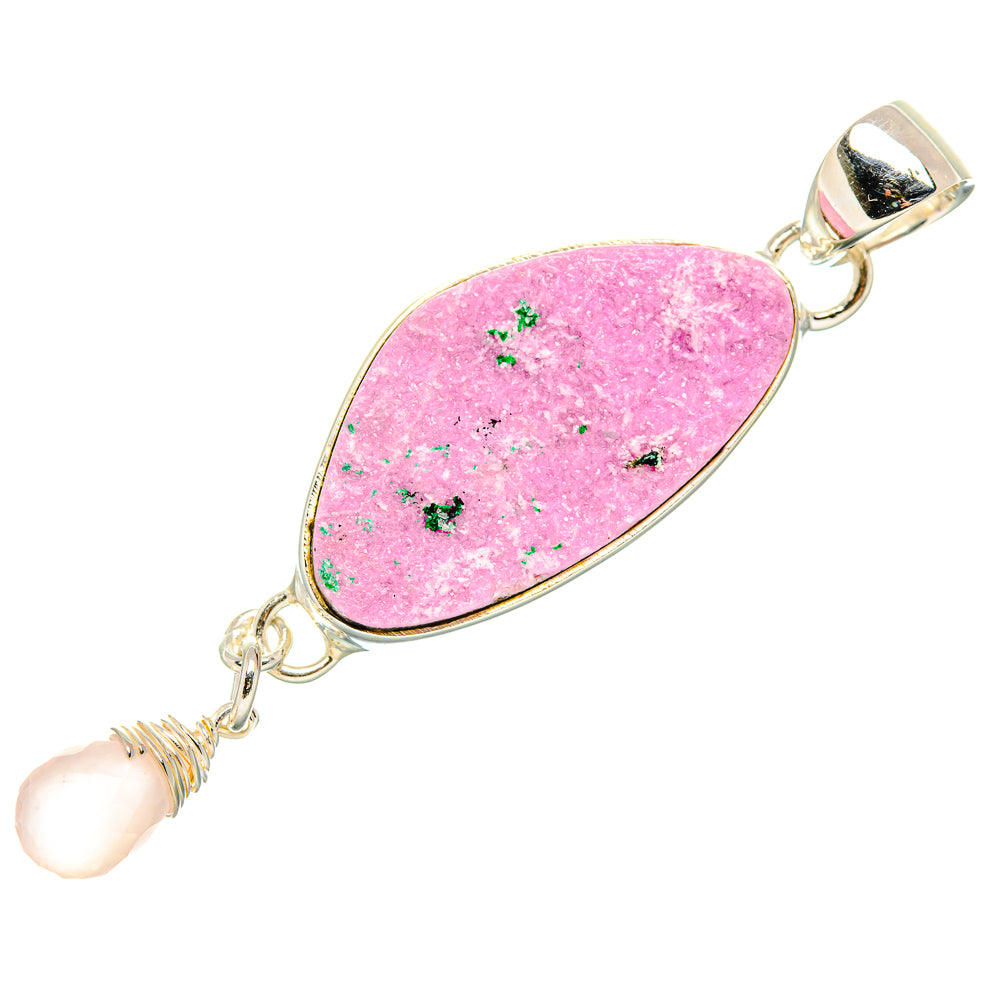 Cobalto Calcite Druzy, Rose Quartz Pendant 2 1/2" (925 Sterling Silver) PD36832
