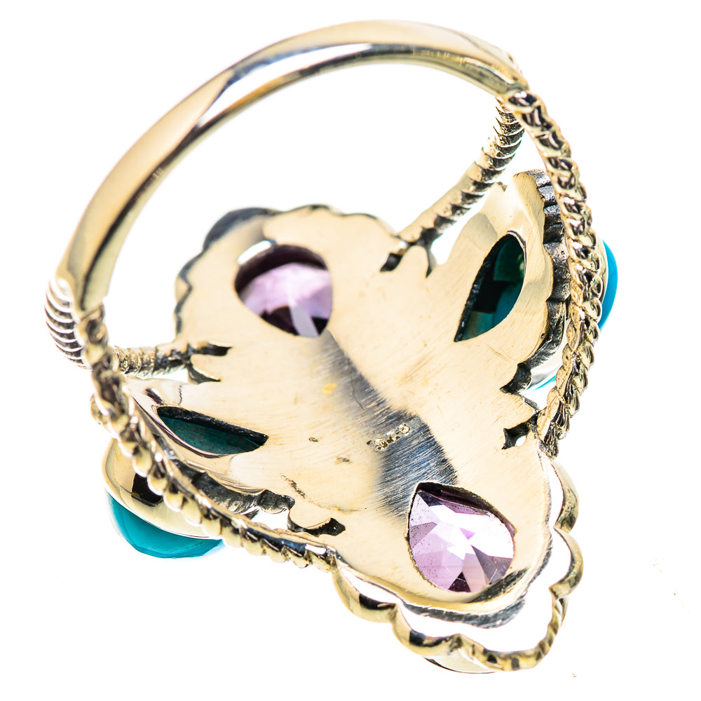 Large Faceted Amethyst, Sleeping Beauty Turquoise Ring Size 9.5 (925 Sterling Silver) RING135388