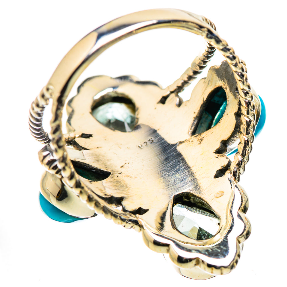 Anasilvercos Large Blue Topaz, Sleeping Beauty Turquoise Ring Size 7.5 (925 Sterling Silver)