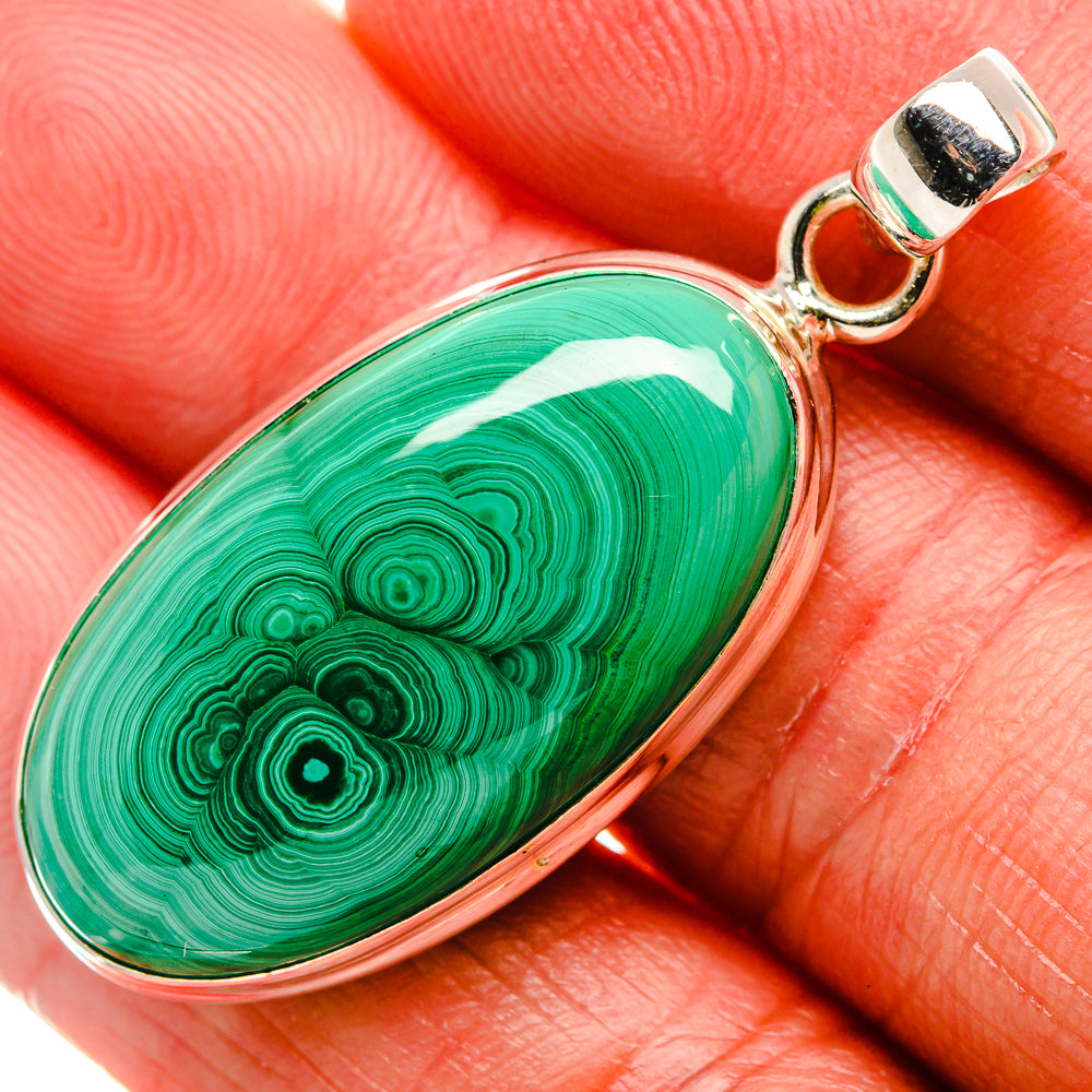 Malachite Pendant 1 3/4" (925 Sterling Silver) PD37142