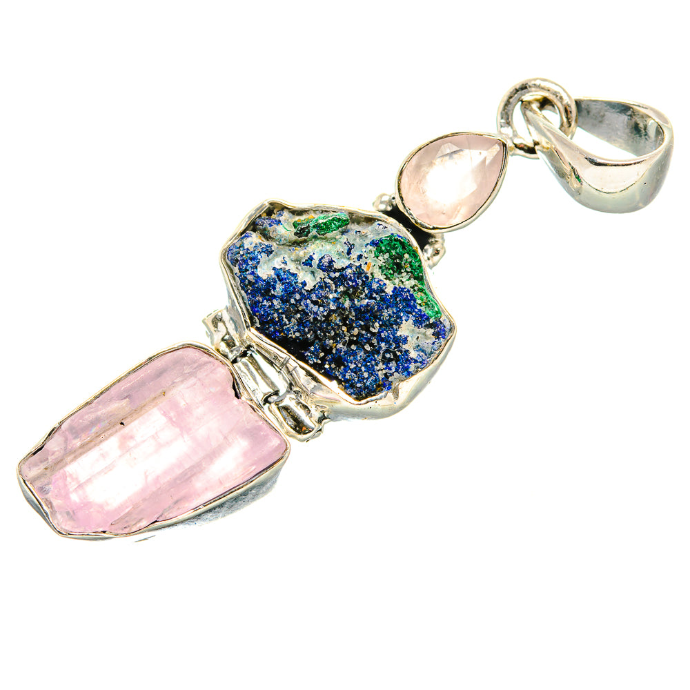 Rough Azurite, Kunzite Pendant 2" (925 Sterling Silver) PD36808