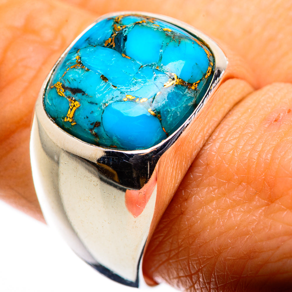 Blue Copper Composite Turquoise Ring Size 9 (925 Sterling Silver) RING135691