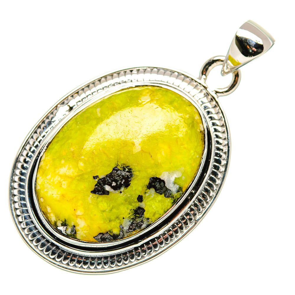 Lemon Jasper Pendant 1 3/4" (925 Sterling Silver) PD36313