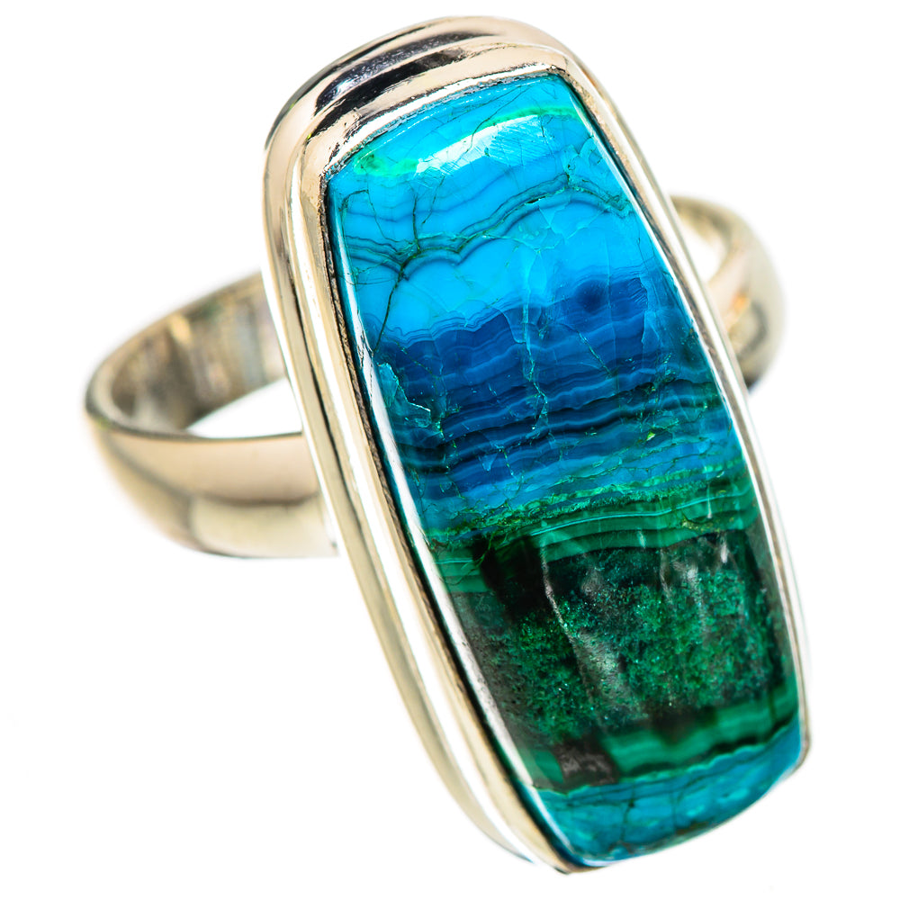 Malachite In Chrysocolla 925 Sterling Silver Ring Size 7.25 Ana Co R135206