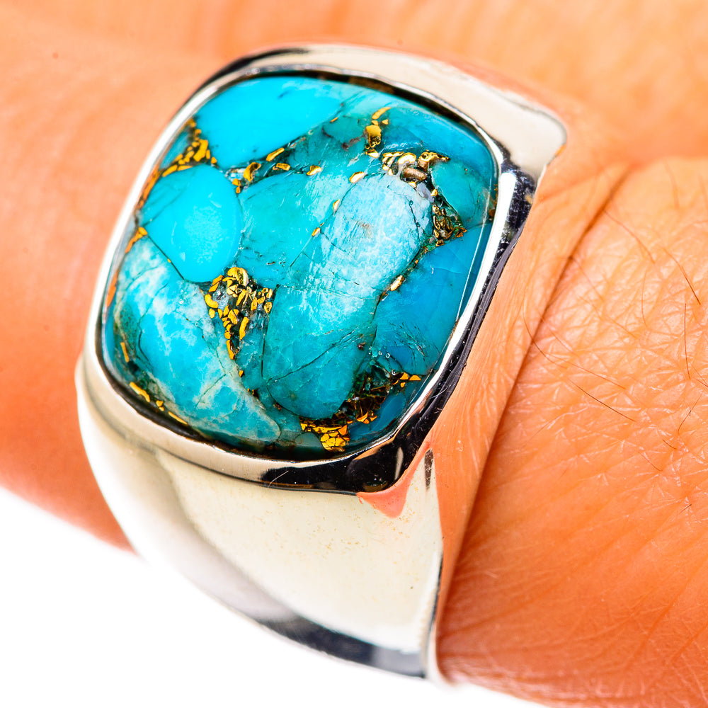 Blue Copper Composite Turquoise Ring Size 8 (925 Sterling Silver) RING134656