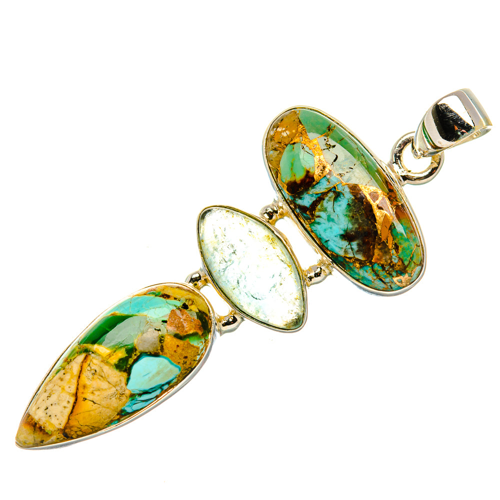 Kingman Mohave Turquoise, Aquamarine Pendant 2 1/8"  (925 Sterling Silver) PD37188