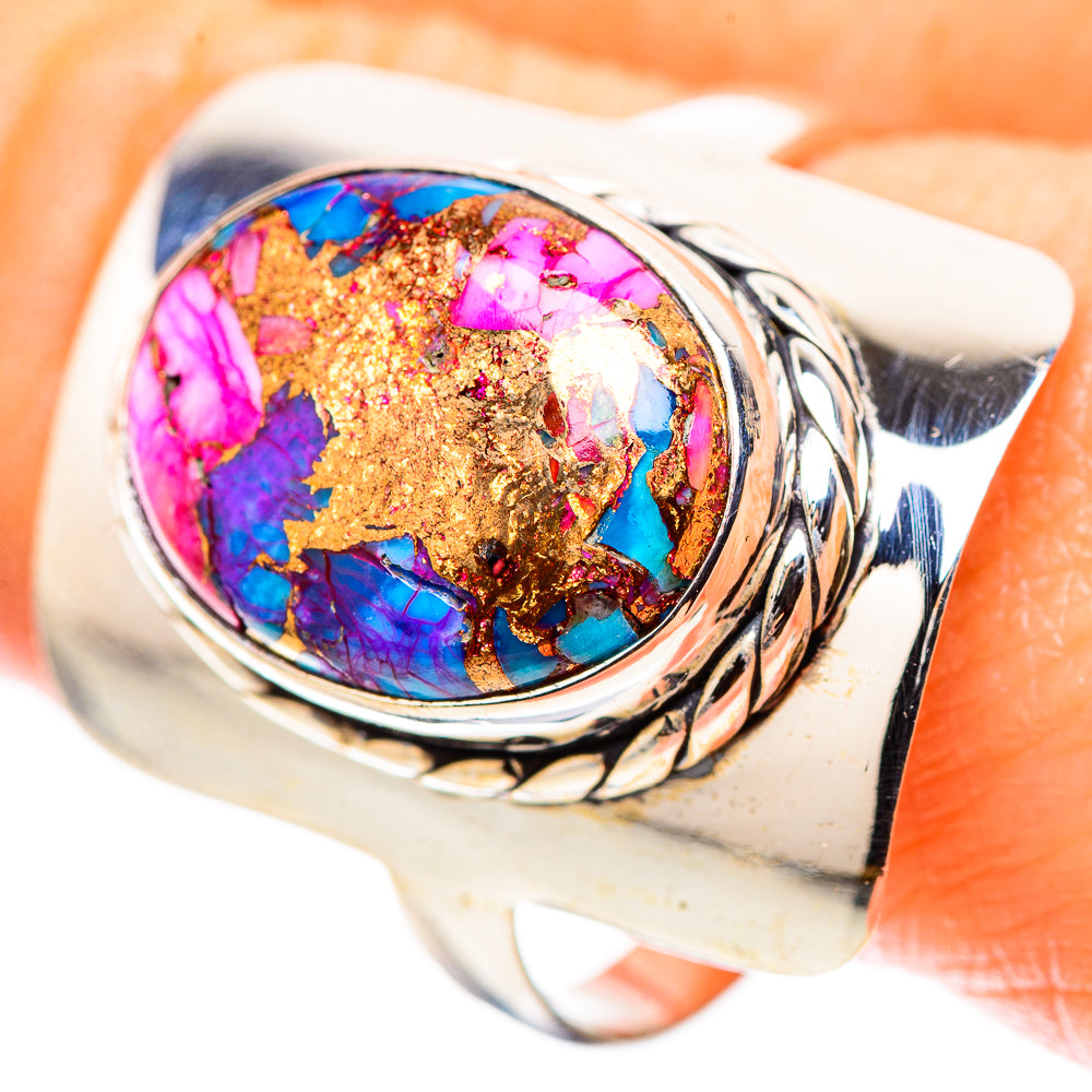 Kingman Pink Dahlia Turquoise Ring Size 11.75 (925 Sterling Silver) RING136846