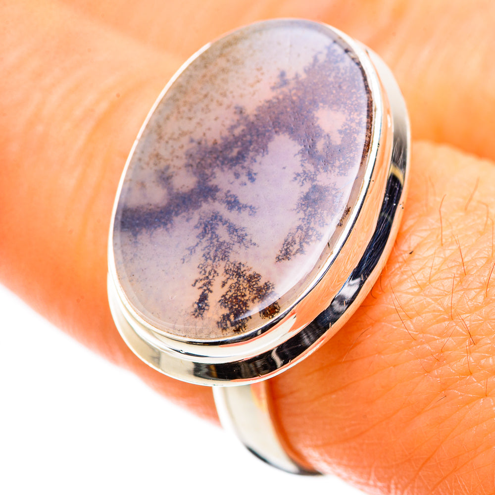 Anasilvercos Scenic Dendritic Agate Ring Size 8 (925 Sterling Silver)