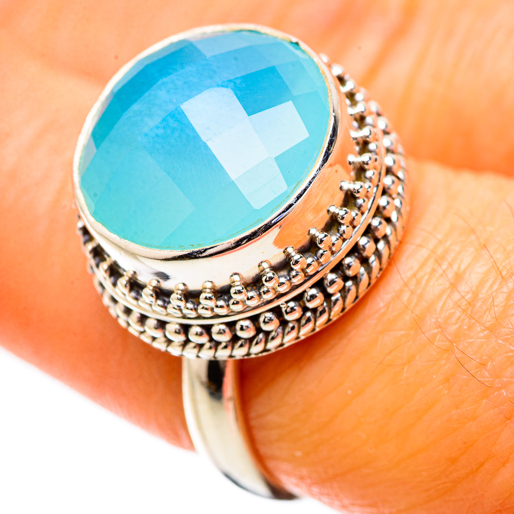 Aqua Chalcedony 925 Sterling Silver Ring Size 7.25 Ana Co R135277