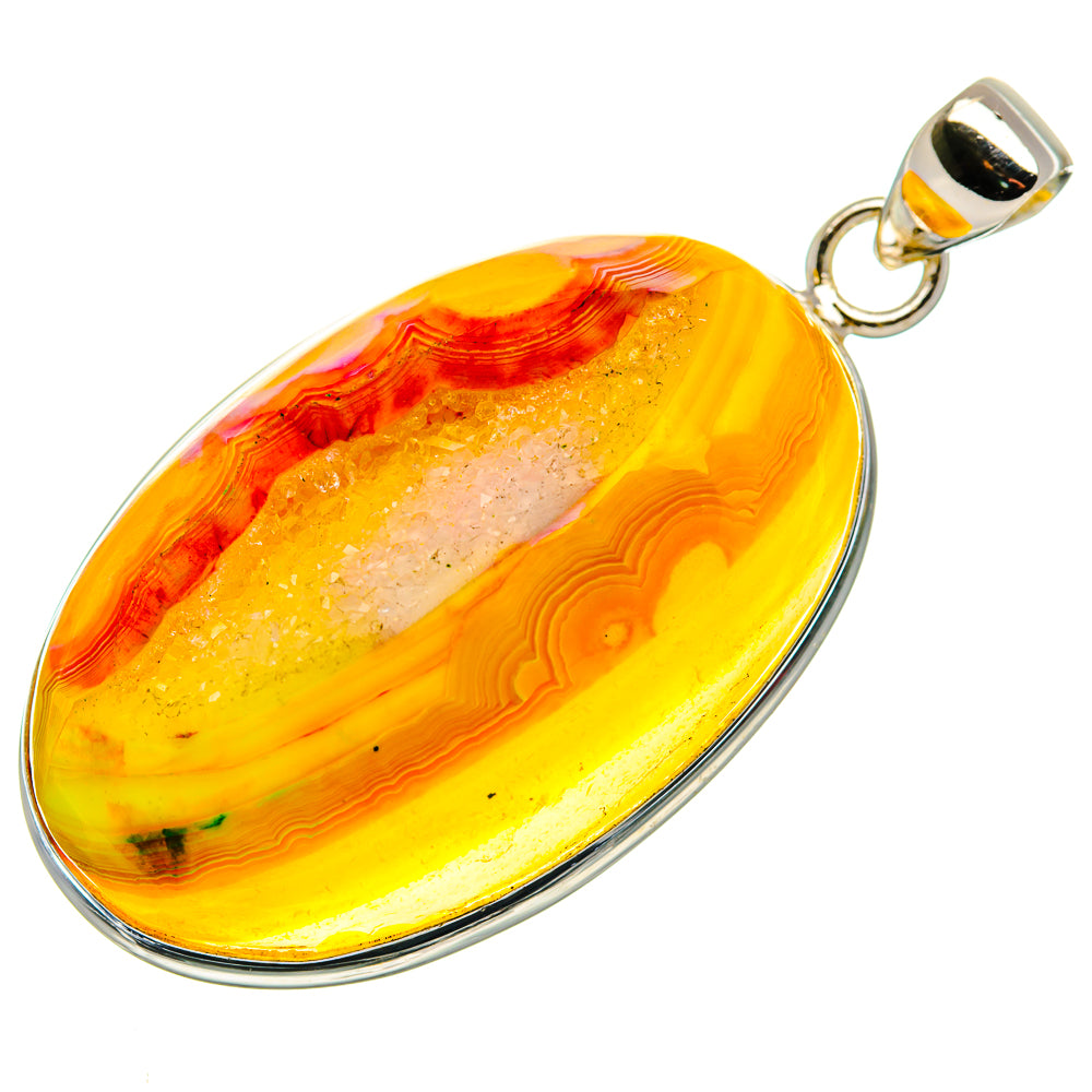 Yellow Window Druzy Pendant 2" (925 Sterling Silver) PD37003