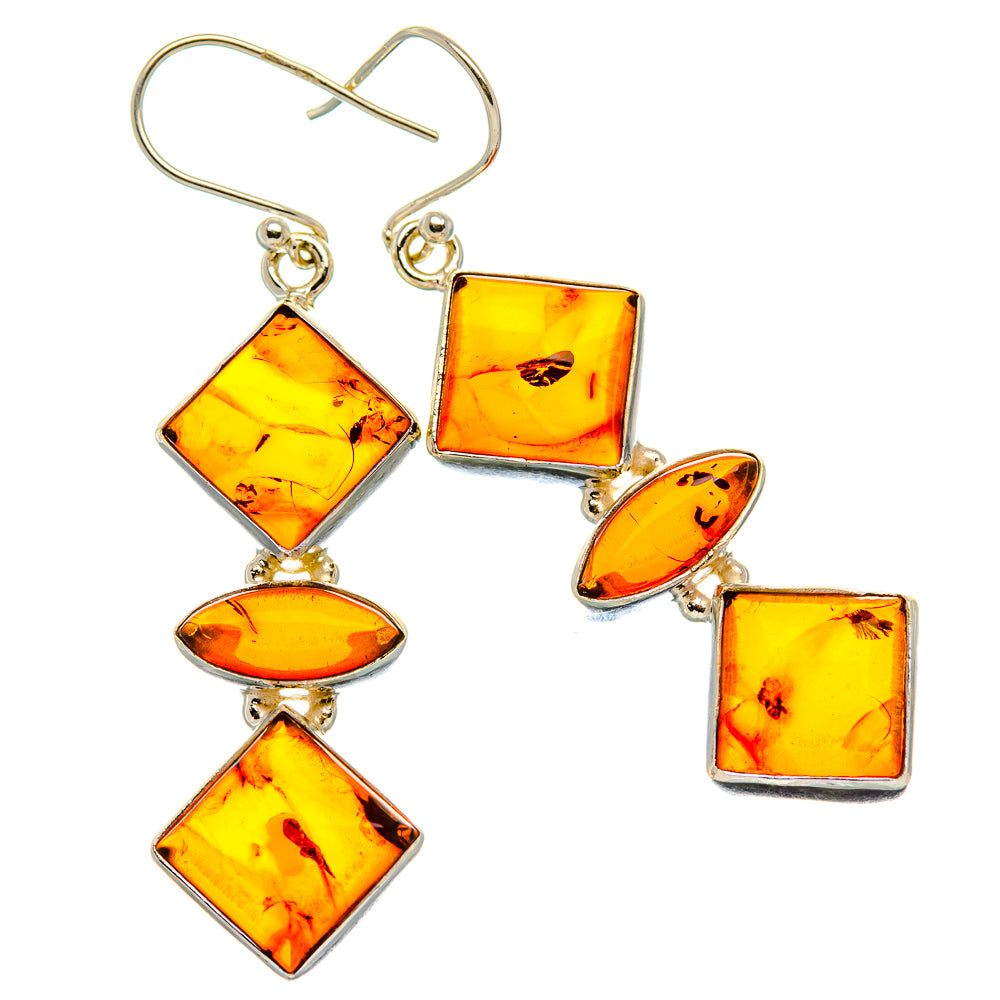 Baltic Amber Earrings 2 1/4"  (925 Sterling Silver) EARR431670