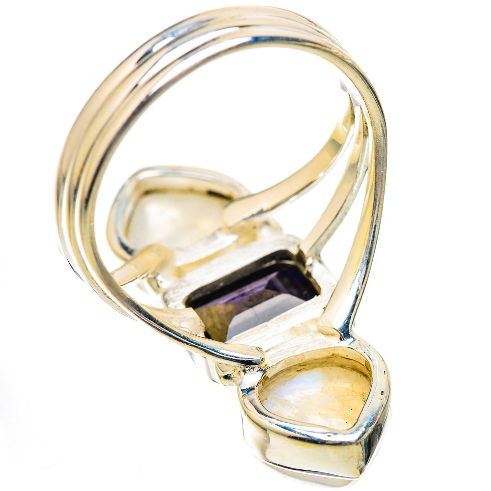 Faceted Tanzanite, Rainbow Moonstone Ring Size 8.75 (925 Sterling Silver) RING135827