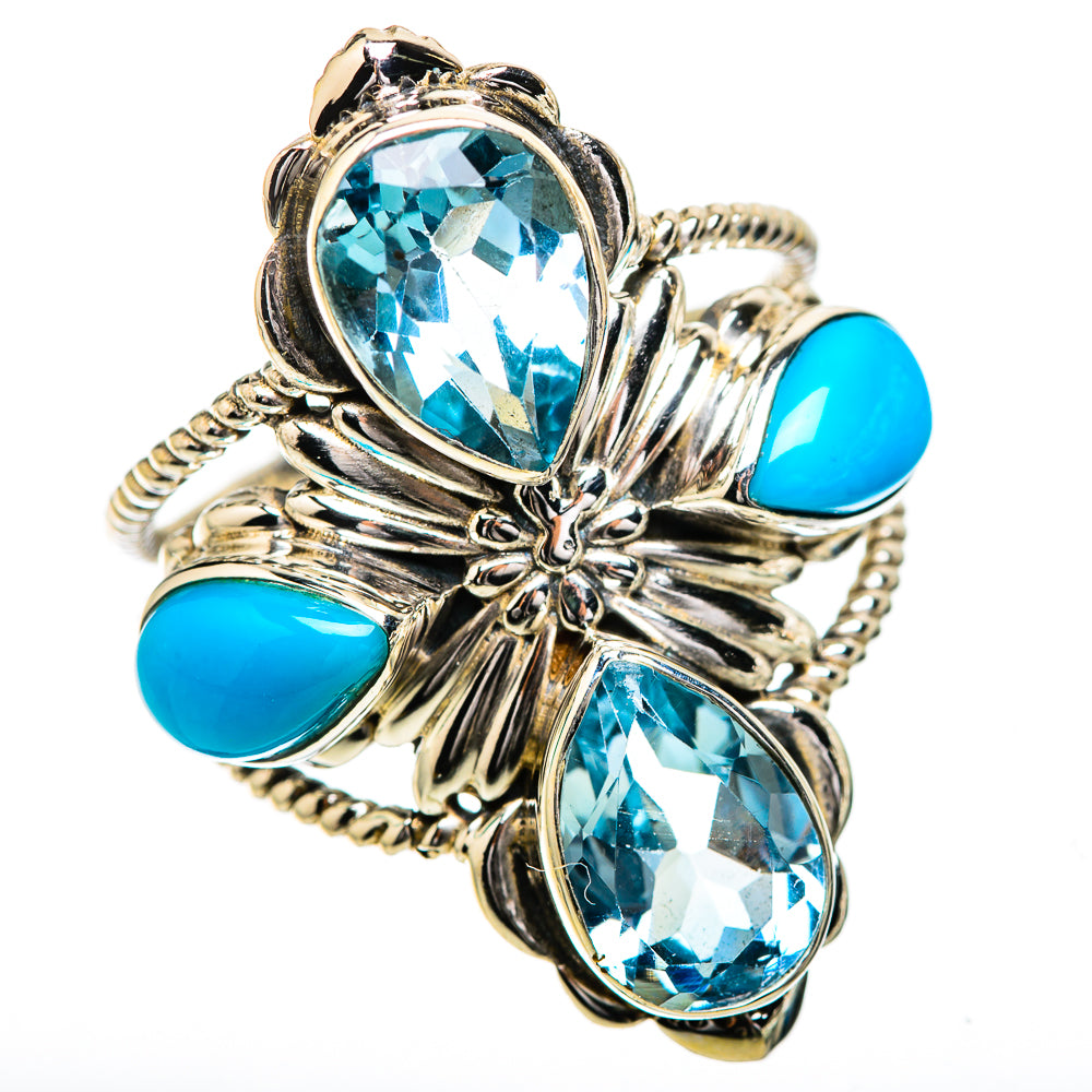 Large Blue Topaz, Sleeping Beauty Turquoise Ring Size 9 (925 Sterling Silver) RING135939