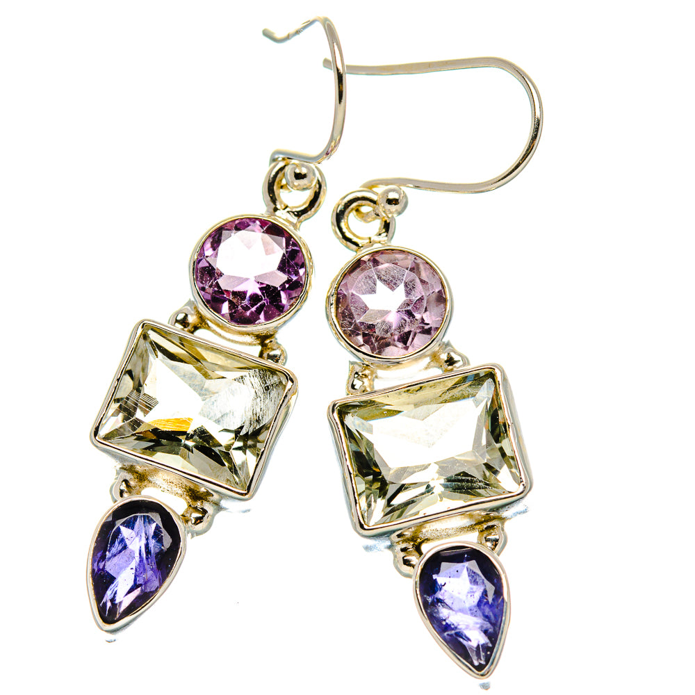 Green Amethyst, Amethyst, Peridot 925 Sterling Silver Earrings 1 3/4" E431733
