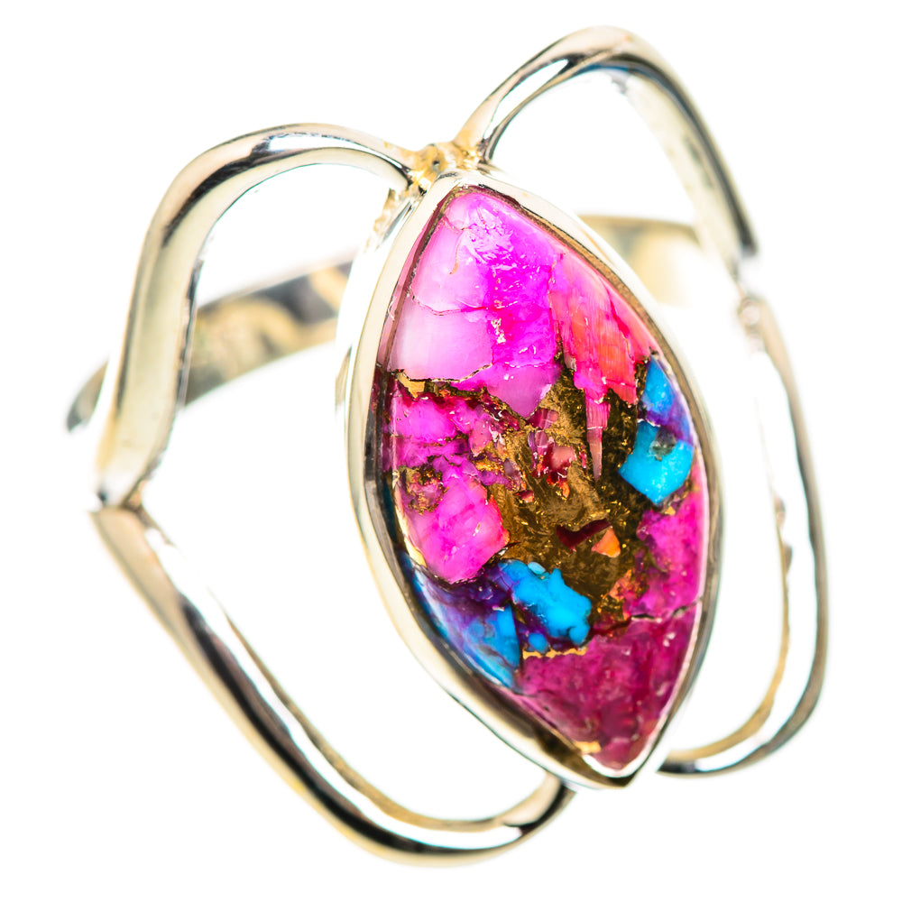 Kingman Pink Dahlia Turquoise Ring Size 8.5 (925 Sterling Silver) RING136307