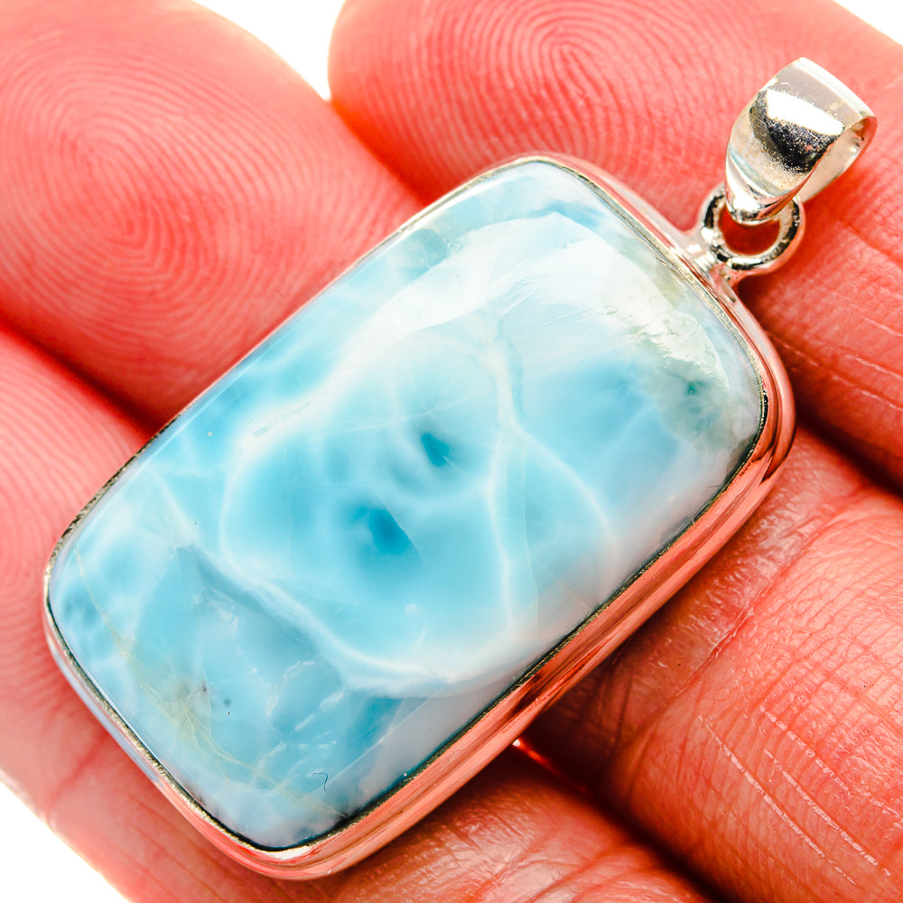 Larimar Pendant 1 3/4"  (925 Sterling Silver) PD37207