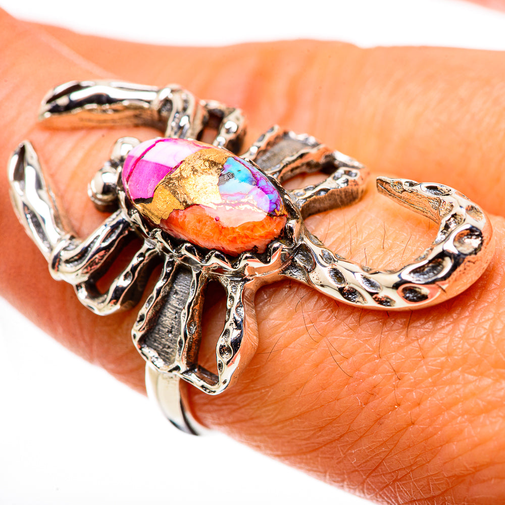 Kingman Pink Dahlia Turquoise Ring Size 8.25 (925 Sterling Silver) RING134776