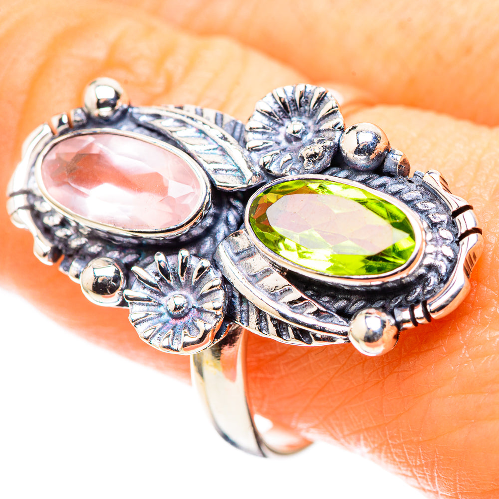 Rose Quartz, Peridot Ring Size 9.75 (925 Sterling Silver) RING136816