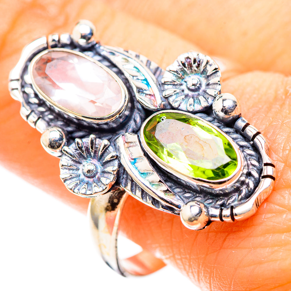 Rose Quartz, Peridot 925 Sterling Silver Ring Size 10.75 (925 Sterling Silver) RING137502