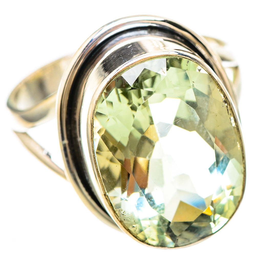 Faceted Green Amethyst Ring Size 10.75 (925 Sterling Silver) RING137094